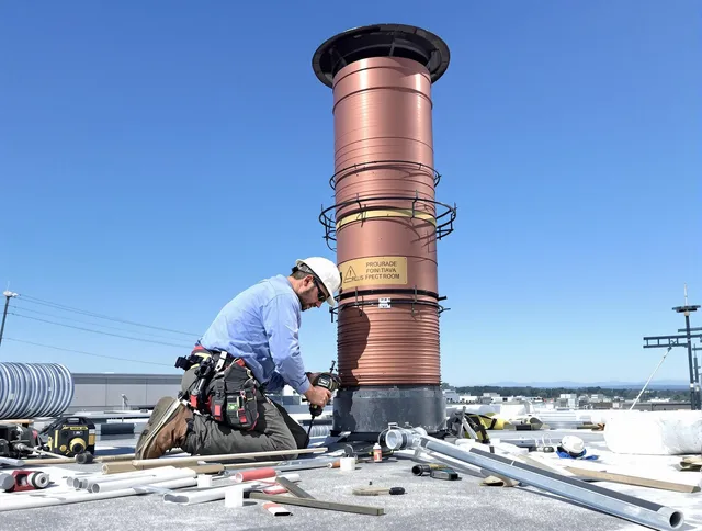 Installed chimney liner by Guilford Chimney Sweep in Guilford, CT
