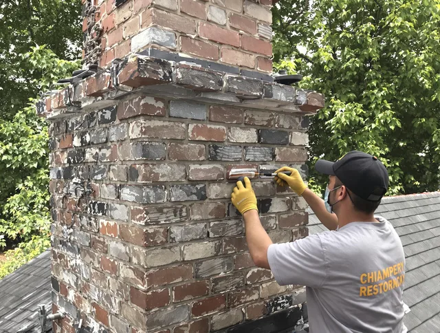 In-progress chimney restoration by Guilford Chimney Sweep in Guilford, CT