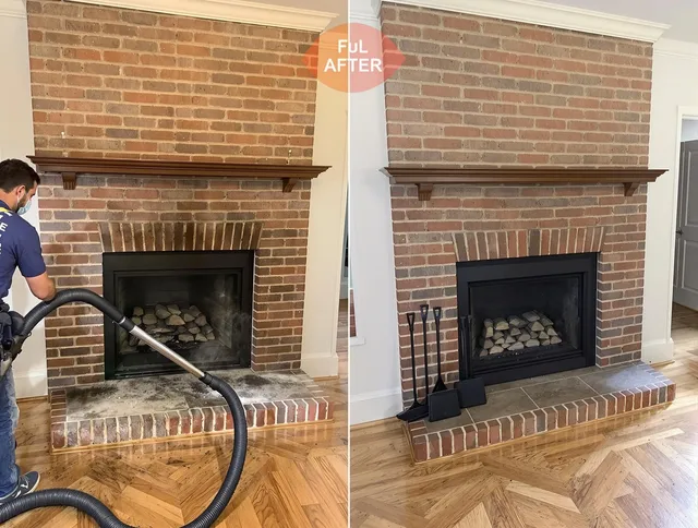Guilford Chimney Sweep carefully sanitizing a fireplace in Guilford, CT