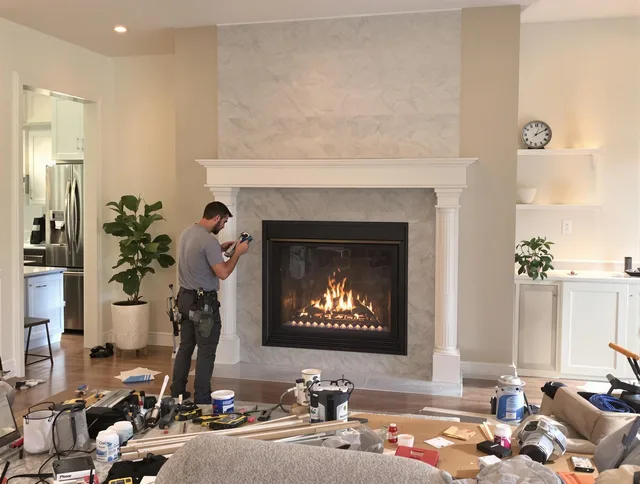 Newly installed fireplace by Guilford Chimney Sweep in Guilford, CT