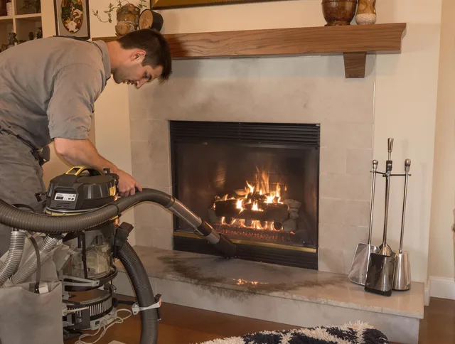 Routine fireplace upkeep by Guilford Chimney Sweep in Guilford, CT