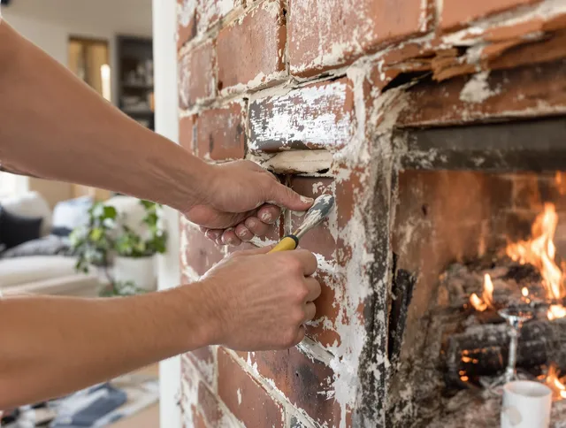 Routine fireplace repair by Guilford Chimney Sweep in Guilford, CT